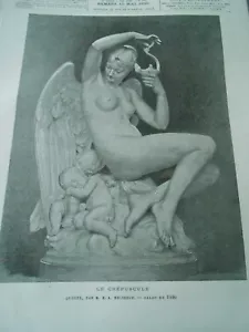 Le Crépuscule Femme Ange Angel Groupe platre Gravure 1880 - Imagen 1 de 1