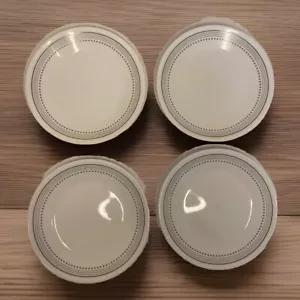 Corelle Mystic Gray Bread Dessert Plates 6.75 Set of 4 Gray Line Dot - Picture 1 of 7
