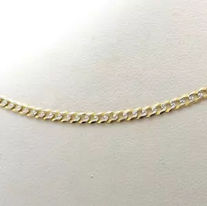 10k Gold Cuban Curb Link Pendant Chain Necklace Textured Two Tone New 18in - Picture 1 of 7