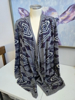 Suéter Cárdigan Largo Lucky Brand Para Mujer S Gris Azul Marino Granate Mezcla de Lana Suroeste Foto 1 de 4