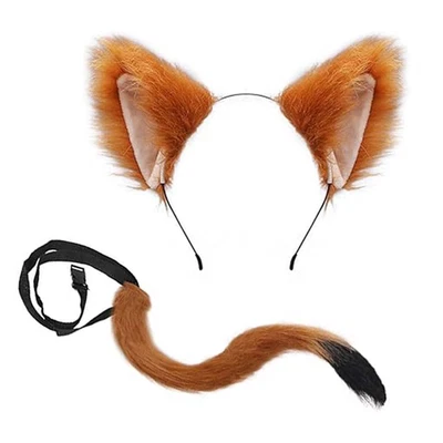 LEEQ Fuchsohren Cosplay Set Kinder Erwachsene Fasching Halloween Karneval Stirnband S