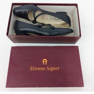 Vintage Etienne Aigner Navy Leather Constance Pumps Size 8.5 M Made in Spain - Picture 1 of 9