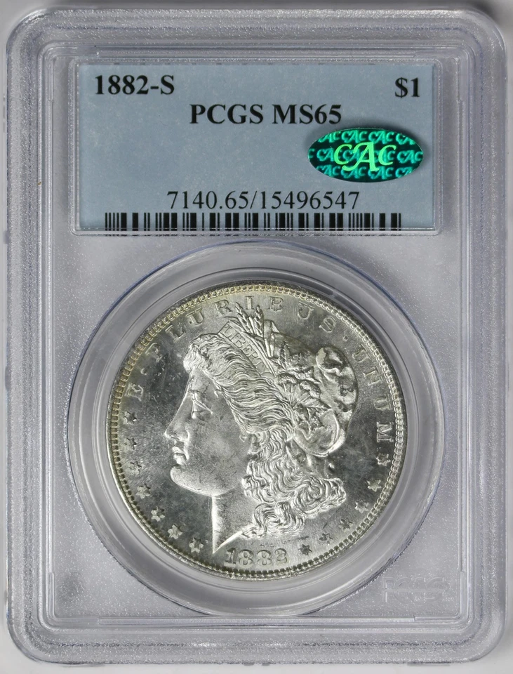 1882-S Morgan Dollar Silver $1 MS 65 PCGS CAC Approved - Image 1 of 4