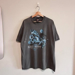 Vintage DIstressed Thrashed Harley Davidson Georgia Grey Faded Size XL Grunge - Picture 1 of 7
