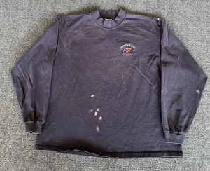 T-shirt United Airlines vintage blu finto collo ricamato logo invecchiato grunge XL - Foto 1 di 15