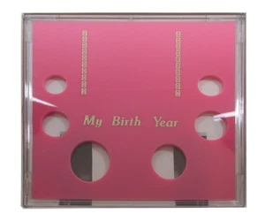 Pink Capital Plastics EE. UU. Año de Nacimiento Set Soporte 6 Monedas Denominaciones $1 a Penny - Imagen 1 de 2