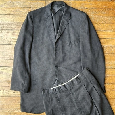 VTG 1950’s Sack Suit Atomic Fleck Wool Rockabilly 3/2 Roll Talon Gray 44 31x28.5 - Image 1 of 4