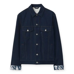 Burberry Mens London Navy Blue Denim Flocked Jacket XL $ 1790 Msrp - Picture 1 of 18