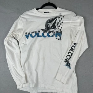 Vintage Volcom Shirt Mens Medium White Long Sleeve Skater Punk Y2K Dbl Sided - Picture 1 of 14