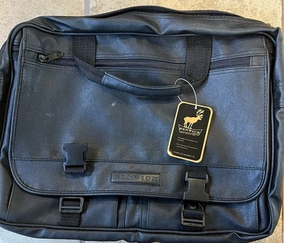 Maletín de cuero negro suave Renwick para computadora portátil bolsa de mensajero almacenamiento con correa nuevo con etiquetas Foto 1 de 4