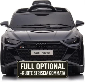Auto Macchina Elettrica per Bambini 12V Audi RS 6 Sedile Pelle con Telecomando N - Foto 1 di 7