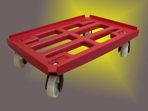 Transportroller rot mit Gitter für Boxen 600x400mm mit 4 K-Rollen ø 100mm TK300 - Bild 1 von 4