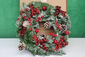 18 Inch Pre-Lit Artificial Christmas Wreath-Decorated with 50 LED Lights Pine - Picture 1 of 6