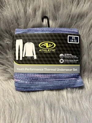 Athletic Works Thermal Underwear Set Girls Size XS Purple Thumbholes Pajamas - Image 1 of 4