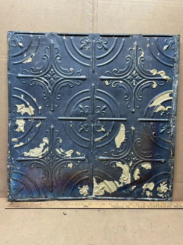 1pc 24" x 24" Full Piece Antique Ceiling Tin Vintage Reclaimed Salvage Art Craft Cover