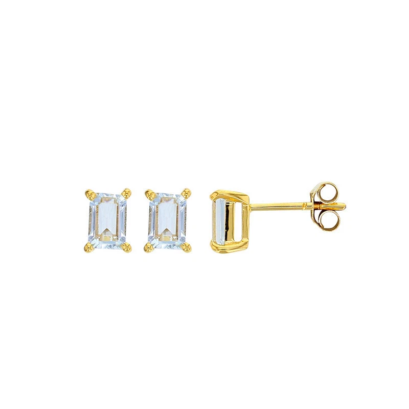 Gelbgold 750 Ohrstecker mit Aquamarin  6x4mm - Bild 1 von 1