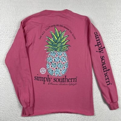 Camisa Simply Southern Mujer Pequeña Rosa Piña Preppy Playa Damas Top Foto 1 de 4
