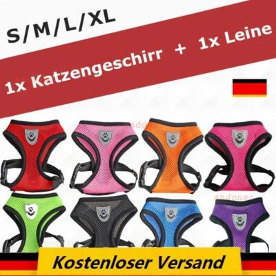Katzengeschirr mit Leine Ausbruchsicher Soft Verstellbar Hundegeschirr Geschirr - Bild 1 von 4