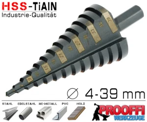 HSS TiALN Stufenbohrer Konus Kegel Schäl Bohrer Metall Fräser Ø 4 - 39mm C9263 - Bild 1 von 2