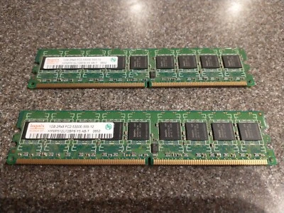 Hynix KOREA 2 Sticks 1GB X2 2Rx8 PC2-5300E-555-12 HYMP512U72BP8-Y5 AB-T 2GB  - Image 1 of 2