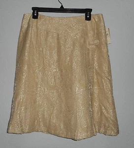 Coldwater Creek 2 Button Jacquard Skirt SOLID Paisley Textured A-line Petite 12P - Picture 1 of 8