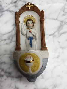 Small Vintage Rose Religious Wall Pocket Made in Germany 5" Tall - Picture 1 of 5