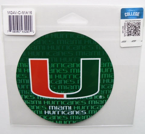 NCAA 1 Pair Miami Hurricanes Magnets 4" Diameter Cover