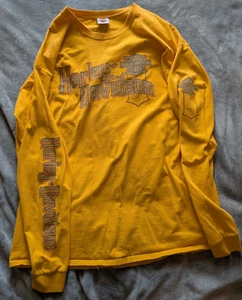 Vintage - Harley Davidson - Long Sleeve - Yellow - Eagle - Size 2XL - T Shirt - Picture 1 of 8