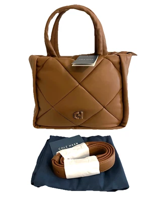 Bolso de Mano Cole Haan Grand Series Acolchado Bandolera Cuero Caramelo Nuevo $350 Lujo Foto 1 de 4