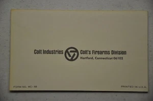 Colt Factory Original Garantiekarte Black Firearms Division WC-68 1968 -1978 - Bild 1 von 4
