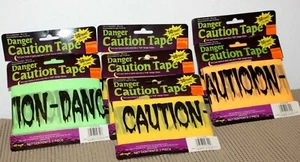 Halloween Danger and Caution Tapes 50' ea. Orange, Green & Yellow : NEW Lot of 7 - Foto 1 di 7
