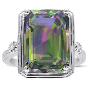 10 Carat Mystic Topaz Ring With Two Diamonds