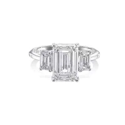 4.20 Ct Emerald Cut 14k White Gold Lab Grown Diamond Ring IGI Certified - Image 1 of 4