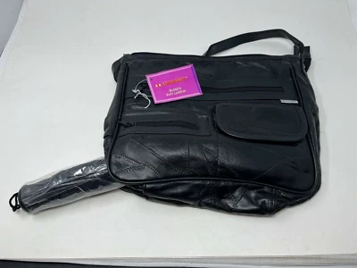 NUEVO CON ETIQUETAS Cartera Embajada de Cuero Genuino con Paraguas LUPURSE NEGRO Foto 1 de 4