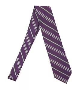 Jos. A. Bank Signature Collection Tie Purple Gray Striped 100% Silk L 59" NWT - Picture 1 of 8