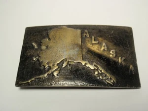 Vintage 1980er State of Alaska Gürtelschnalle Made in Hong Kong *As-Is* - Bild 1 von 3