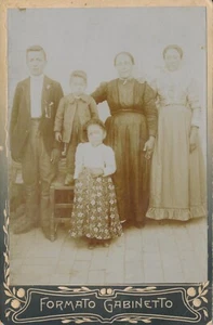 Cabinet Card Antique Photo Family Man Woman Girl Boy Little Person Dwarf Italian - Picture 1 of 14