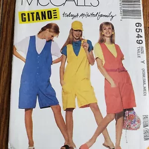 90s McCalls Pattern 6549 Womens V Neck Shorts Romper Loose Fit Sleeve Y XS S M - Picture 1 of 3