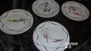Rosanna High Heel Shoe Set of 8 Lunch/Desert Plates/2 of each Pattern/EXCELLENT - Bild 1 von 6