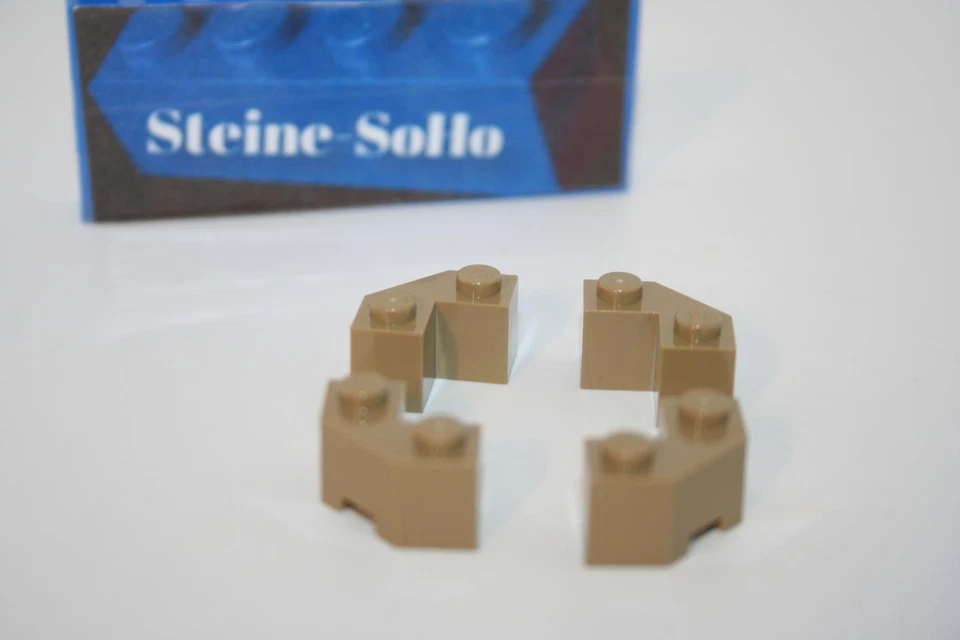 Lego (c) 4x 2x2 Eckstein - 87620 - dark tan - brick facet - Facetenstein