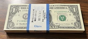 FULL Pack of 100 Consecutive One Dollar Bills $1 Series 1999 UNCIRCULATED #75681 - Picture 1 of 2
