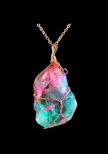 REGENBOGEN AURA QUARZ ROHKRISTALL HALSKETTE - Bild 1 von 4