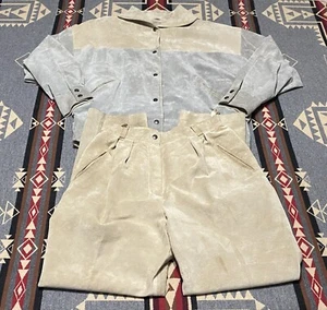 Charles Jourdan Paris Leather Set Sz 44 Jacket Pants Brown France HR - Picture 1 of 12