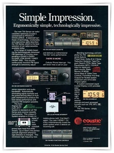 Anuncio de revista Coustic serie 700 impresión simple vintage 1990 página completa - Imagen 1 de 4