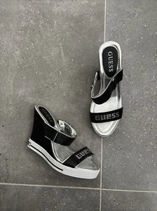 Sandali donna con zeppa neri e argento di Guess taglia 4/37 - Foto 1 di 8