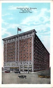 1920s Ohio Postcard Cincinnati's Hotel Metropole Geo. W. Martin OH Cars Street - Picture 1 of 2