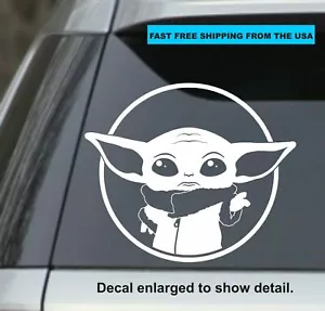 Madalorian Baby Yoda Star Wars White 5.5" vinyl sticker decal car, mac, Yeti - Picture 1 of 1
