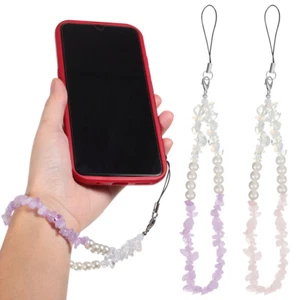 2 Pcs Handy Kette Kristallsteine telefon Lanyard Schmuck Telefonanhänger Aus - Zdjęcie 1 z 11