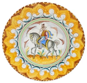 CARGADOR DE CERÁMICA MID-20TH C DERUTA ITALIA VINT HND PNTD OFICIAL MILITAR A CABALLO - Imagen 1 de 12
