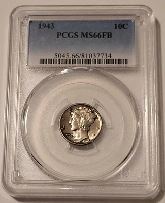 1943 Mercury Dime MS66 FB PCGS Toned - Image 1 of 4